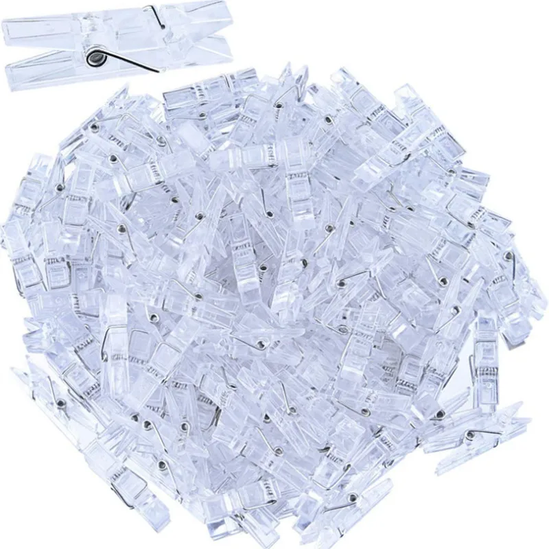 20Pcs/Pack 25MM35MM Mini Transparent Plastic Clip Photo Clothespin Christmas Decoration Light String Clip