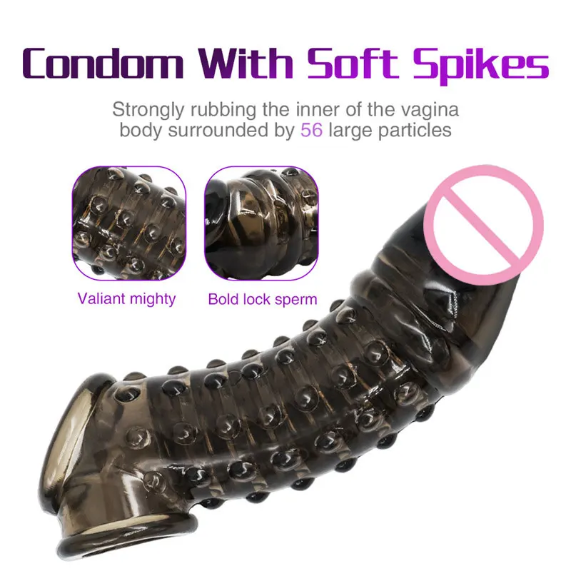 Soft Penis Extender Condom Men Cock Penis Sleeve Ring On Penis Reusable Condoms Sex Studded Enlargement Erotic Sex Toys For Male