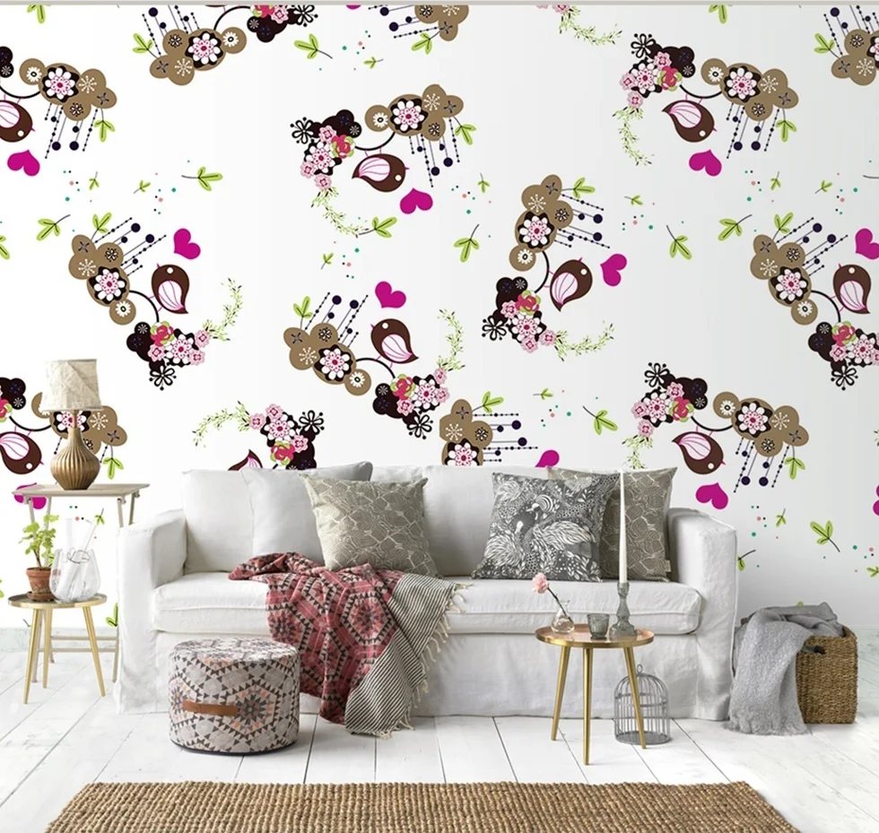 beibehang custom Geometric doodle flowers Mural Wallpaper For Bedroom Walls Living Room TV Background Decor 3D house decoration