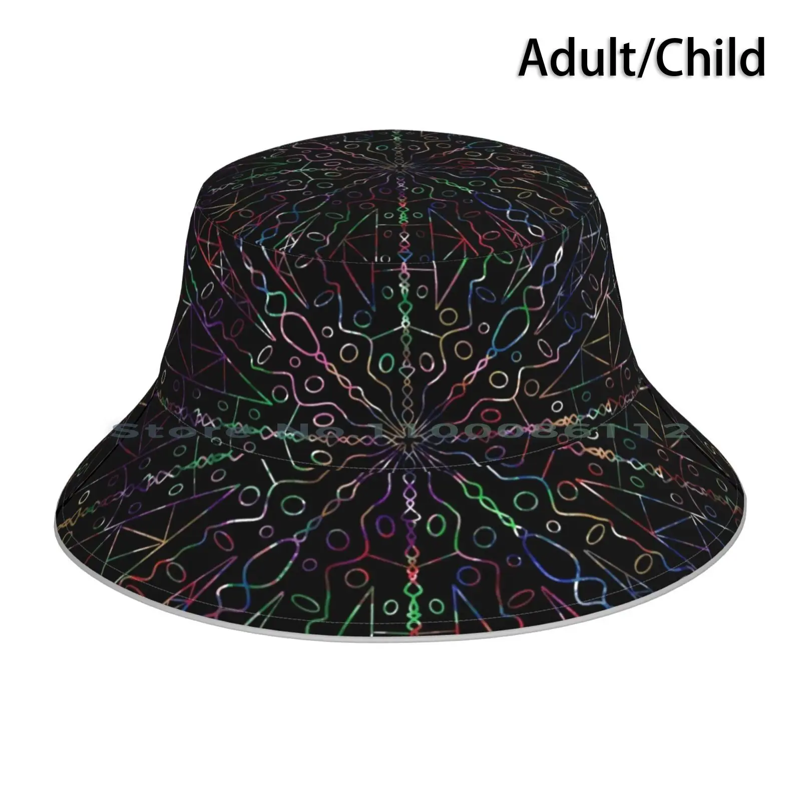 Psychedelic Bucket Hat Sun Cap Groovy Bright Colours Rainbow Foldable Outdoor Fisherman Hat