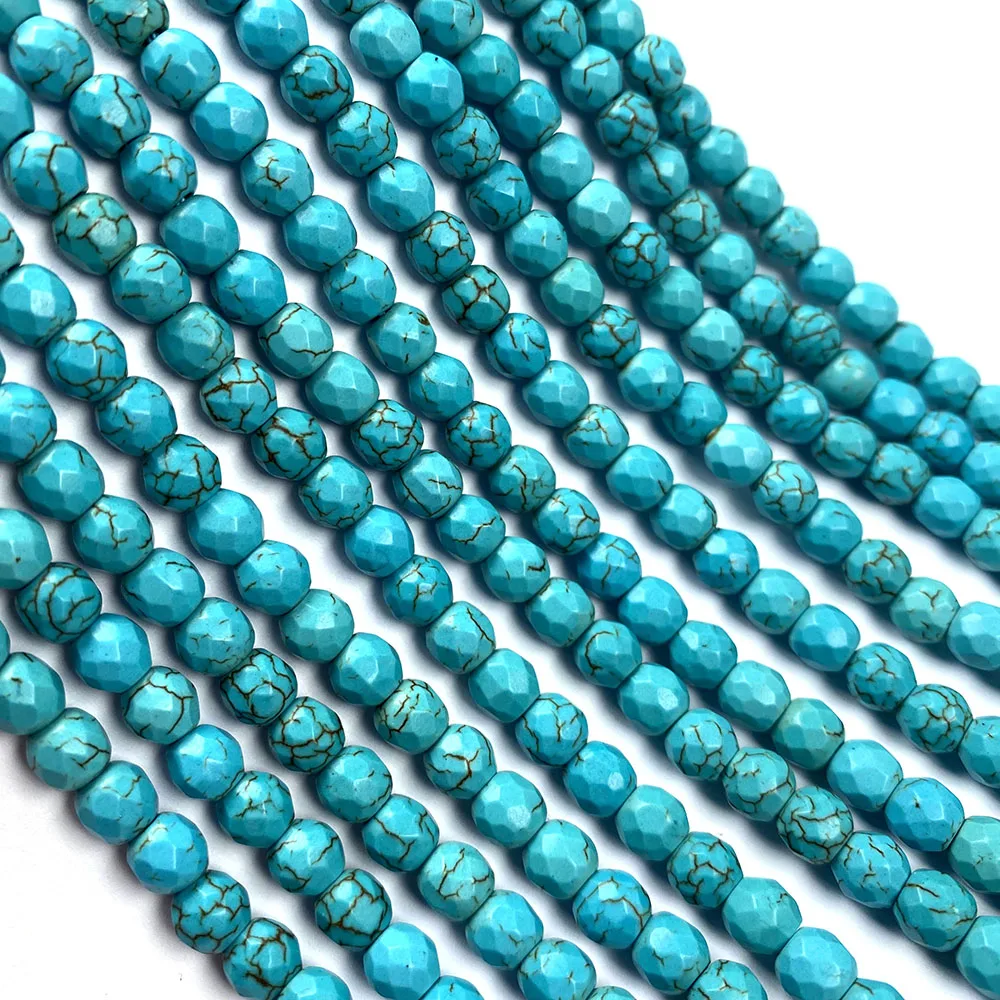 Stone Beads blue Turquoises Round shape Loose isolation Beads Semi-Finished For jewelry making DIY necklace bracelet accessories