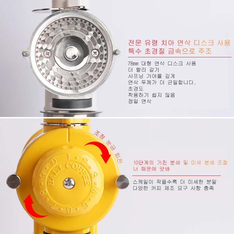 Moulin à grains de café électrique domestique, poinçonné à la main, engrenages Intéggears réglables, 110-220V