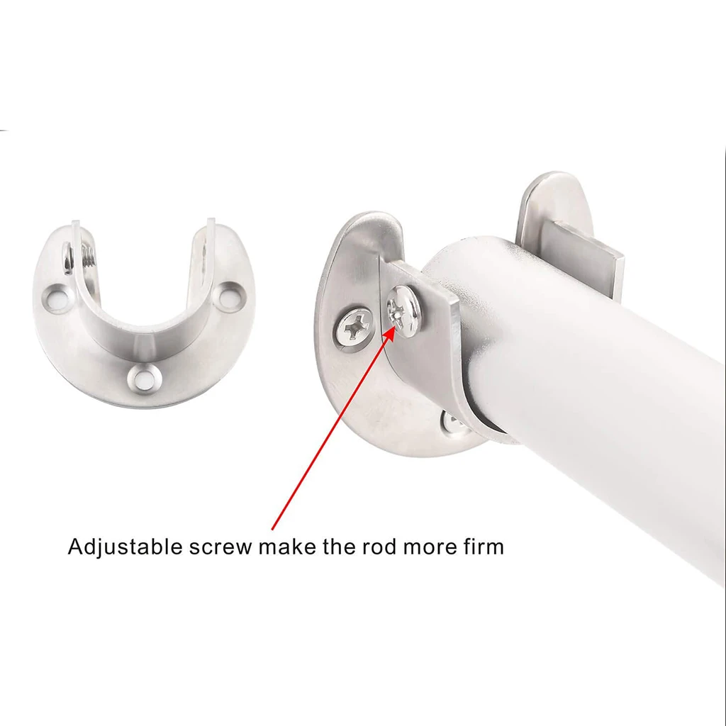 Lot De 2 Douilles De Tringle De Placard En Acier Inoxydable Très Résistantes Avec Vis Pour Tringle à Rideau De Douche (75–22 Mm