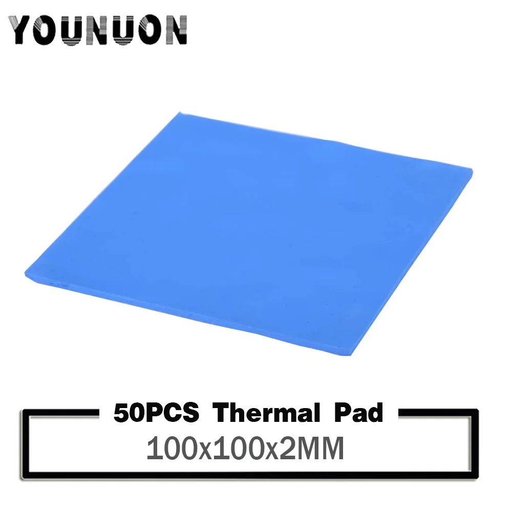 50PCS 100x100x2MM Thermal Pads Heatsink Cooling Conductive Silicone Pad For Laptop IC GPU VGA Card 2MM Thickness Heasink Pad