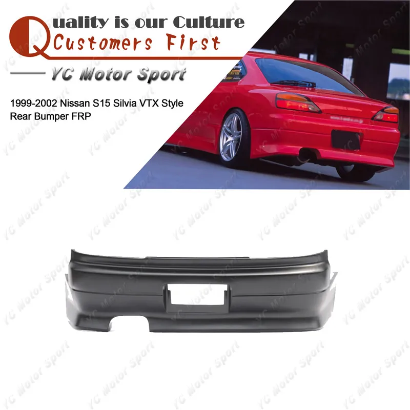 Car Accessories FRP Fiber Glass VTX Style Rear Bumper Fit For 1999-2002 Nissan S15 Silvia Rear Bumper Cover