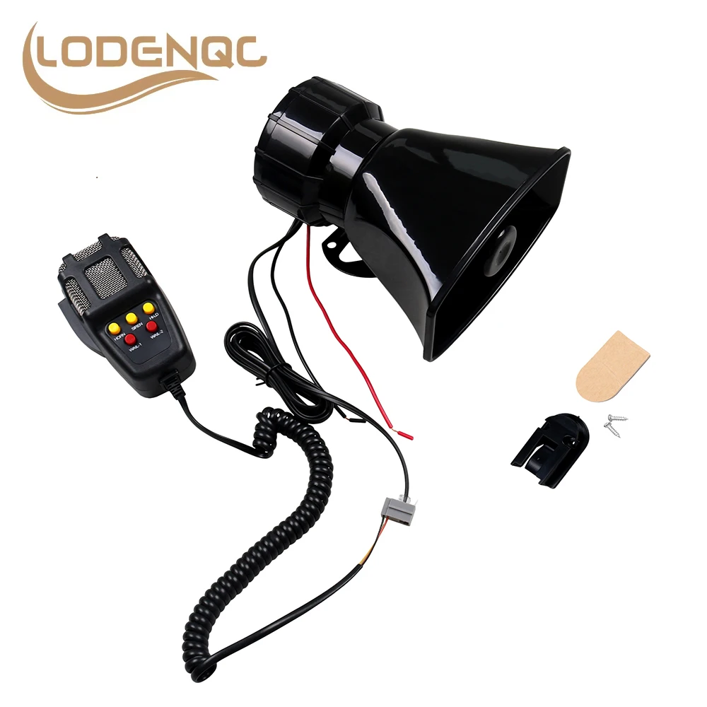 차량 경고 경보 경찰 화재 사이렌, 5 가지 소리, 시끄러운 차량 경고 경보, 130dB 에어 혼, PA 스피커, 12V 80W, 자동차 액세서리