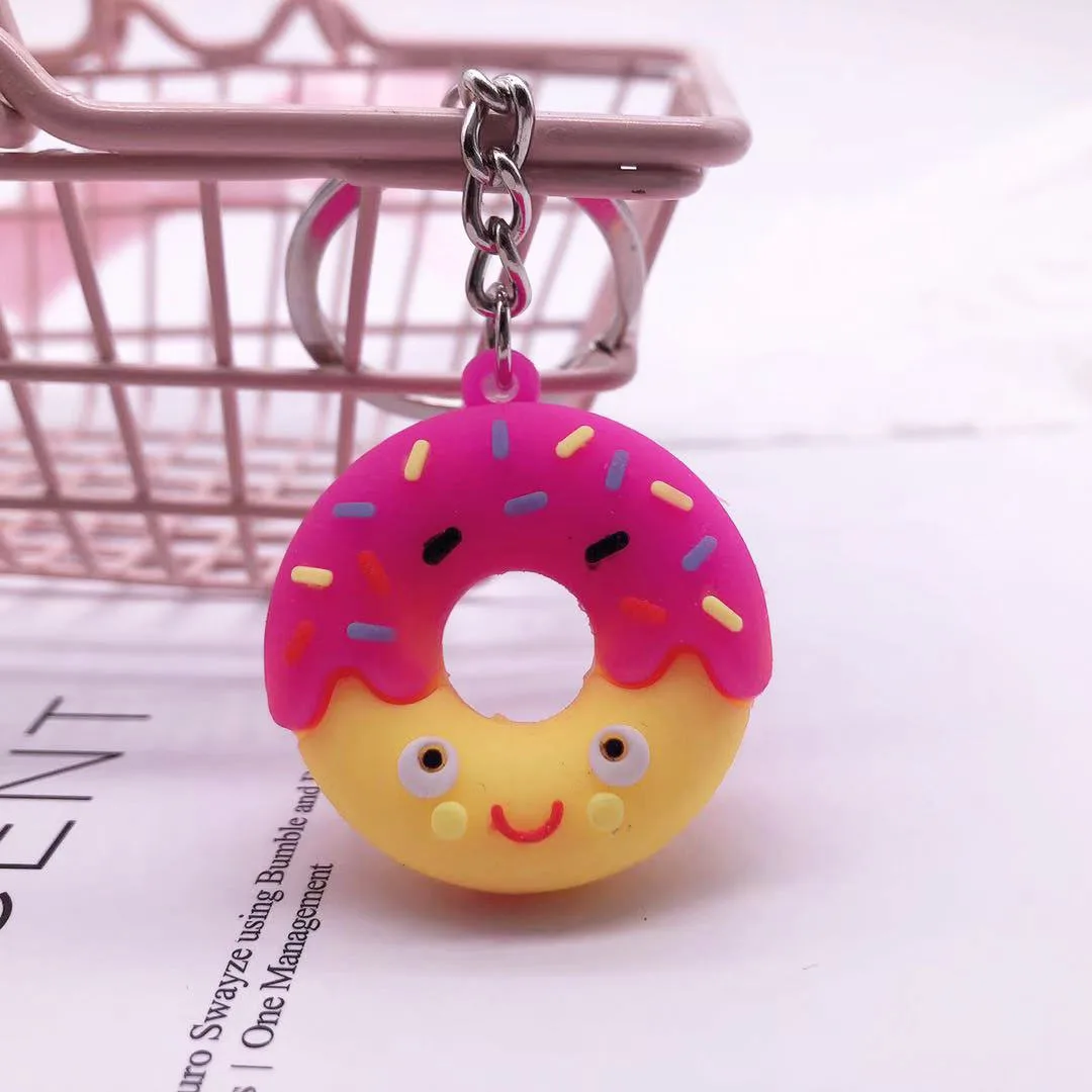 Cartoon Donut Keychain Food Dessert Children Keychain Schoolbag Backpack Key Chain Doll Pendant Jewelry Accessories