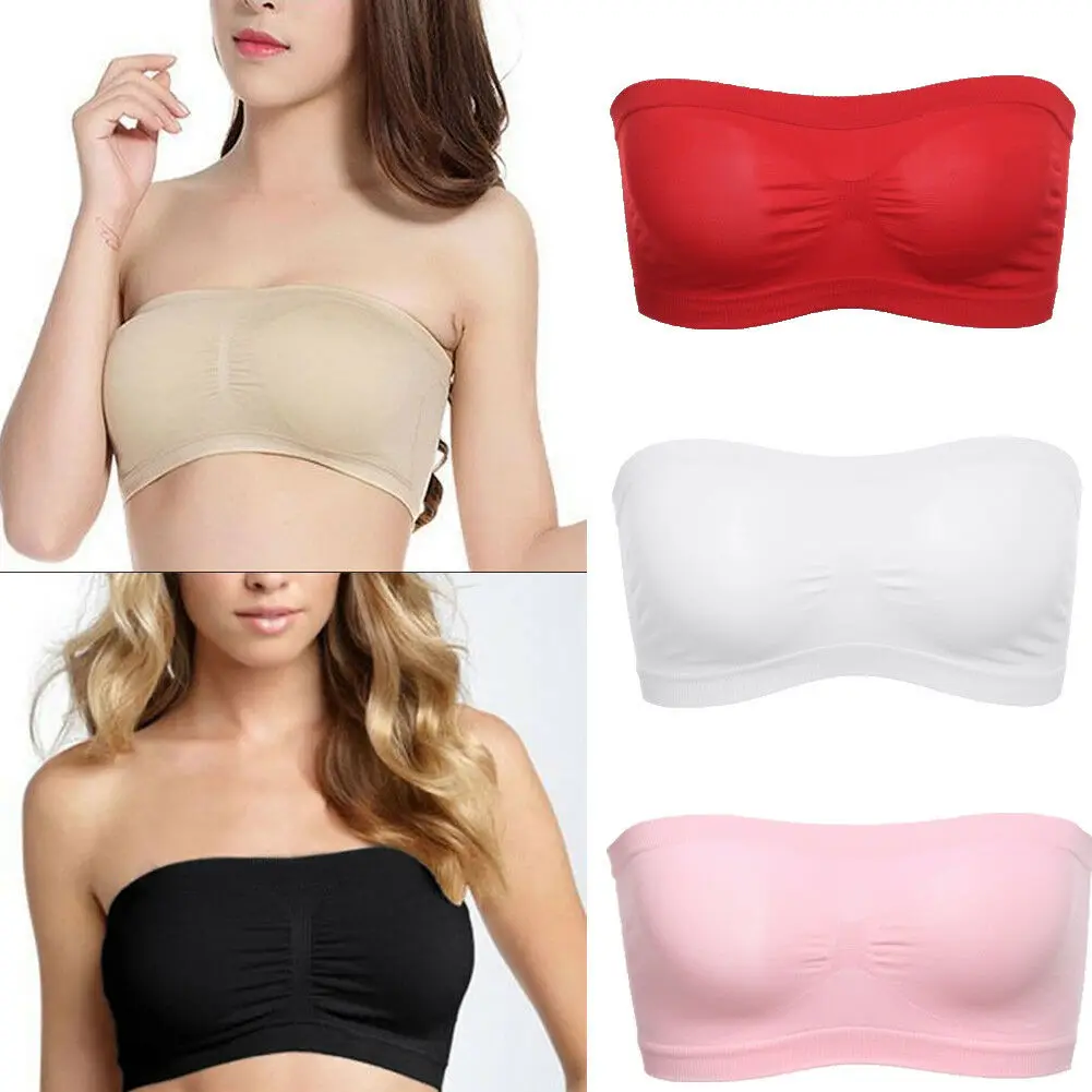 Women Sexy Bras Solid Color Non-Padded Wire-Free Bralette Bandeau Stretch Tube Tops Wild Fashion Brassiere Lingerie Underwear