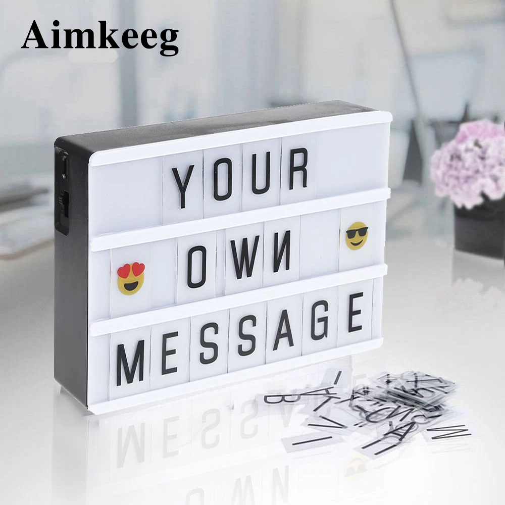 Aimkeeg A4 A6 Size LED Combination Night light Box USB AA Battery DIY Letters Cards Decoration Lamp Message Board Lightbox