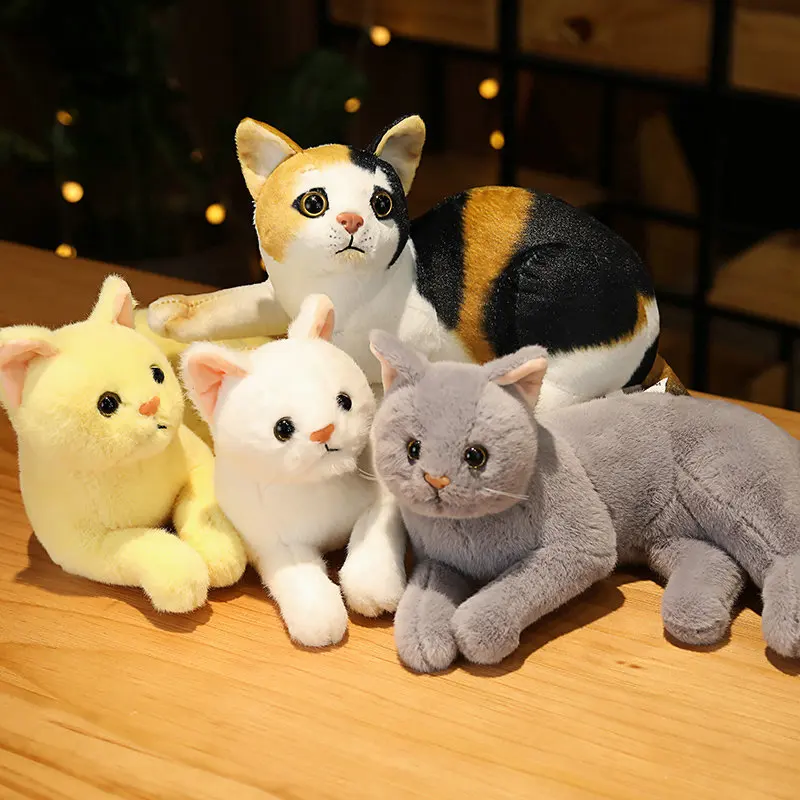 Muñeca de gato de peluche suave para niñas, juguetes de gatito de tela de animales de peluche, lindo Regalo de Cumpleaños de dibujos animados, nuevo estilo, vida Real