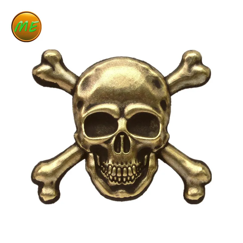 Punk Brass Badges Locomotive Skull Skeleton Motorcycle Metal Medal Cap Badge Brooches For Clothes Vest Bag Hat