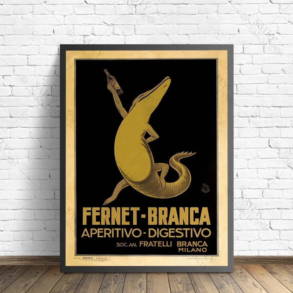 Fernet Branca Aperitivo Digestivo Art Poster and Print Vintage Food Drink Canvas Painting Kitchen Wall Pictures for Living Room