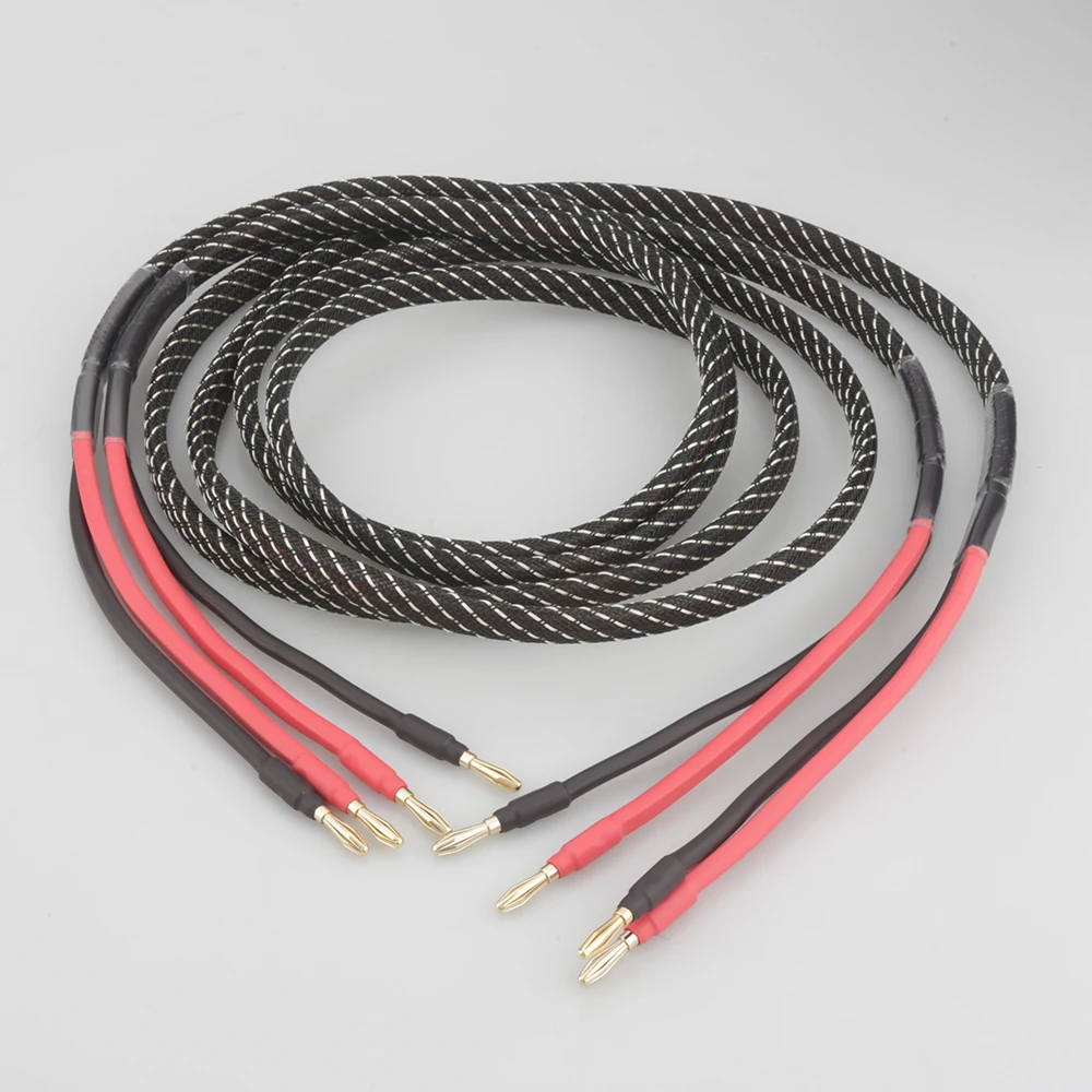 High Quality Pair Pure Copper Loudspeaker Cable HIFI Banana Plug to Banana Plug Speaker Cable Center Audio Speaker Cable
