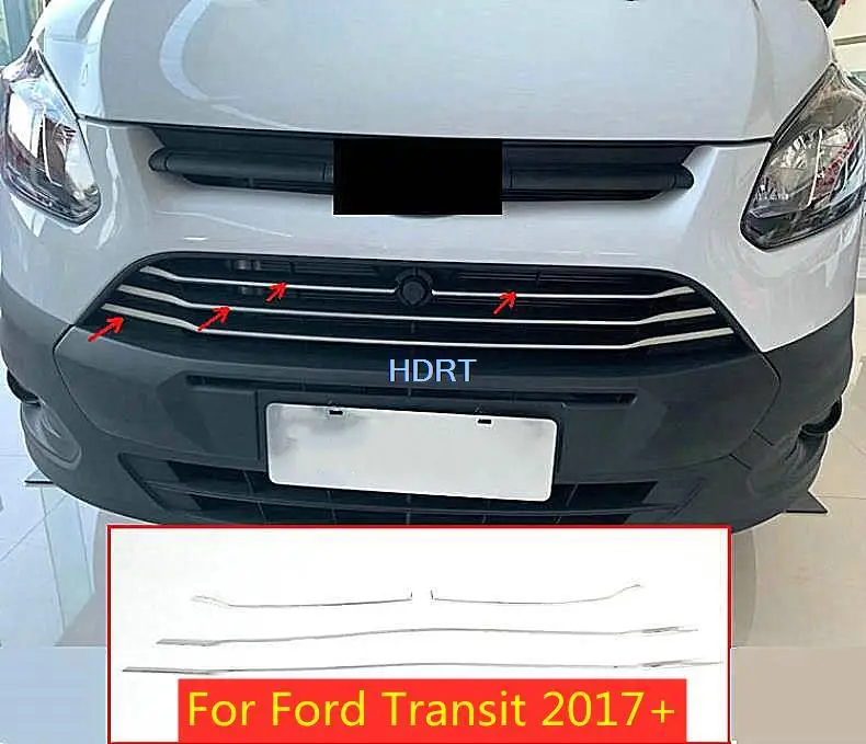 

Fit For Ford Transit 2017 2018 2019 Car Styling ABS Chrome Front Grille 4 Piece Carbon fibre After Chromium Styling Accessories