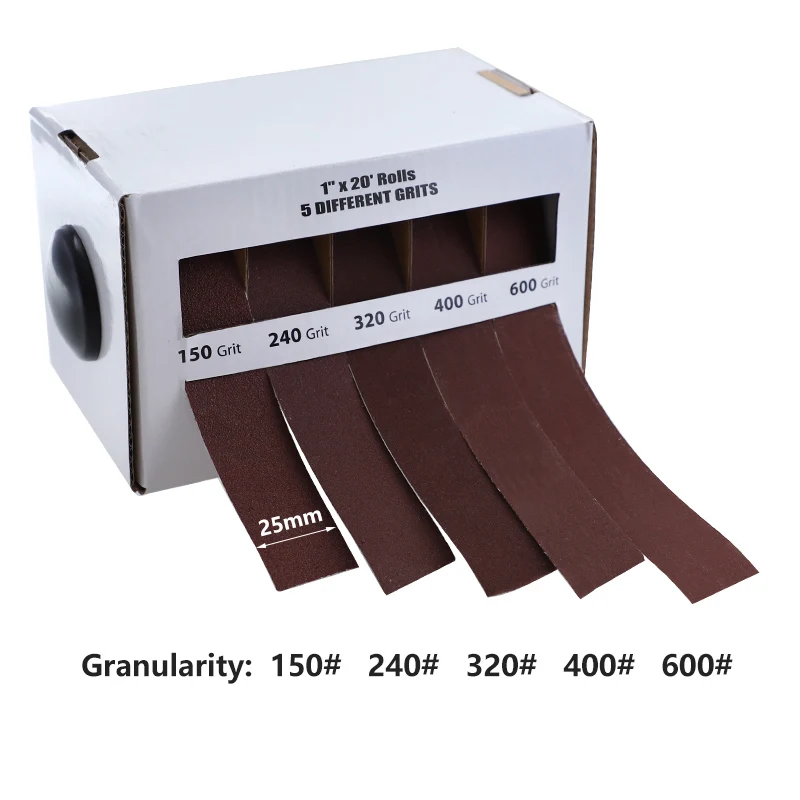 150-600 Carta Vetrata a grana 25mm * 6M di Macinazione A Secco Smeriglio Nastro Abrasivo Drawable Sabbia Rotolo di Carta per metallo, Vetro, Legno di Lucidatura Abrasiva