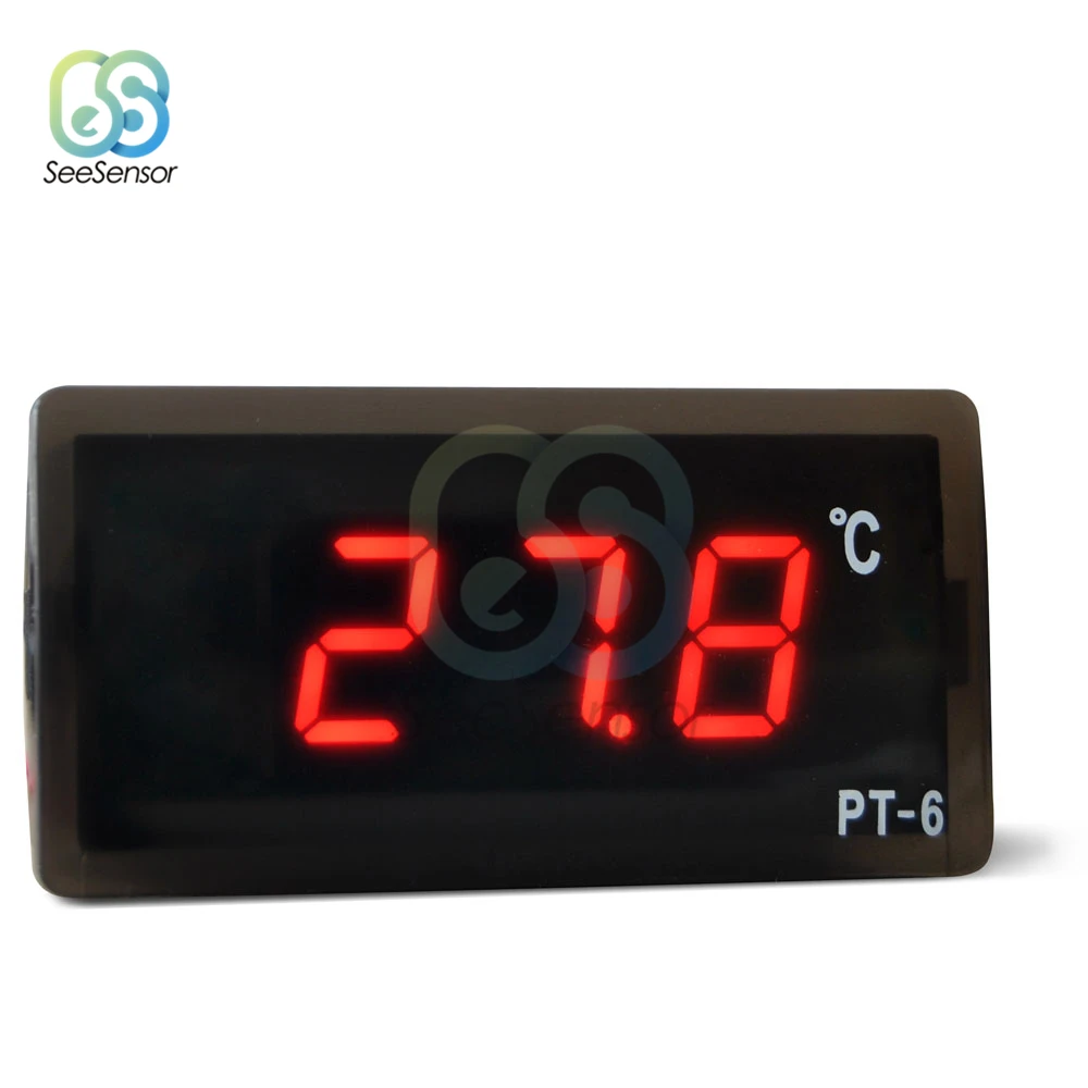 PT-6 Kỹ Thuật Số Xe Nhiệt Kế Xe Đồng Hồ Đo Nhiệt Độ Màn Hình AC 220V -40 ~ 110C Ô Tô Nhiệt Kế 2M NTC Cảm Biến