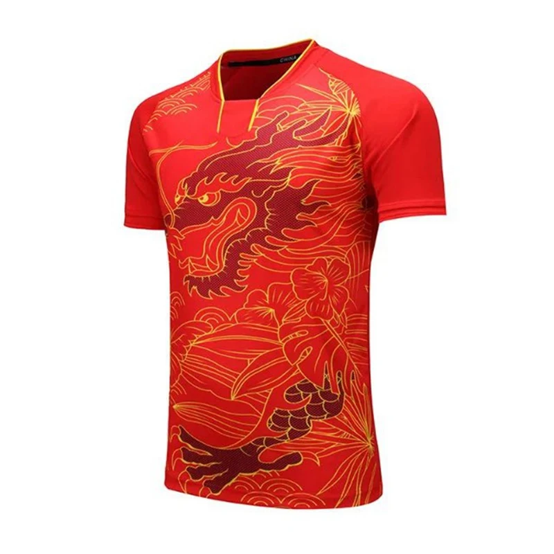 Qualidade tênis de mesa dragão ln roupas conjunto pingue-pongue china uniforme da equipe crianças roupas esportivas treinamento camisa terno curto XS-4XL