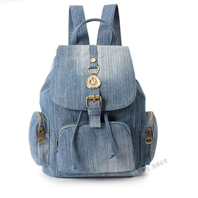 2023 High Quality Women Denim Travel Backpack Casual Backpack Multifunctional Laptop Bags 2 Colors Drop Shipping