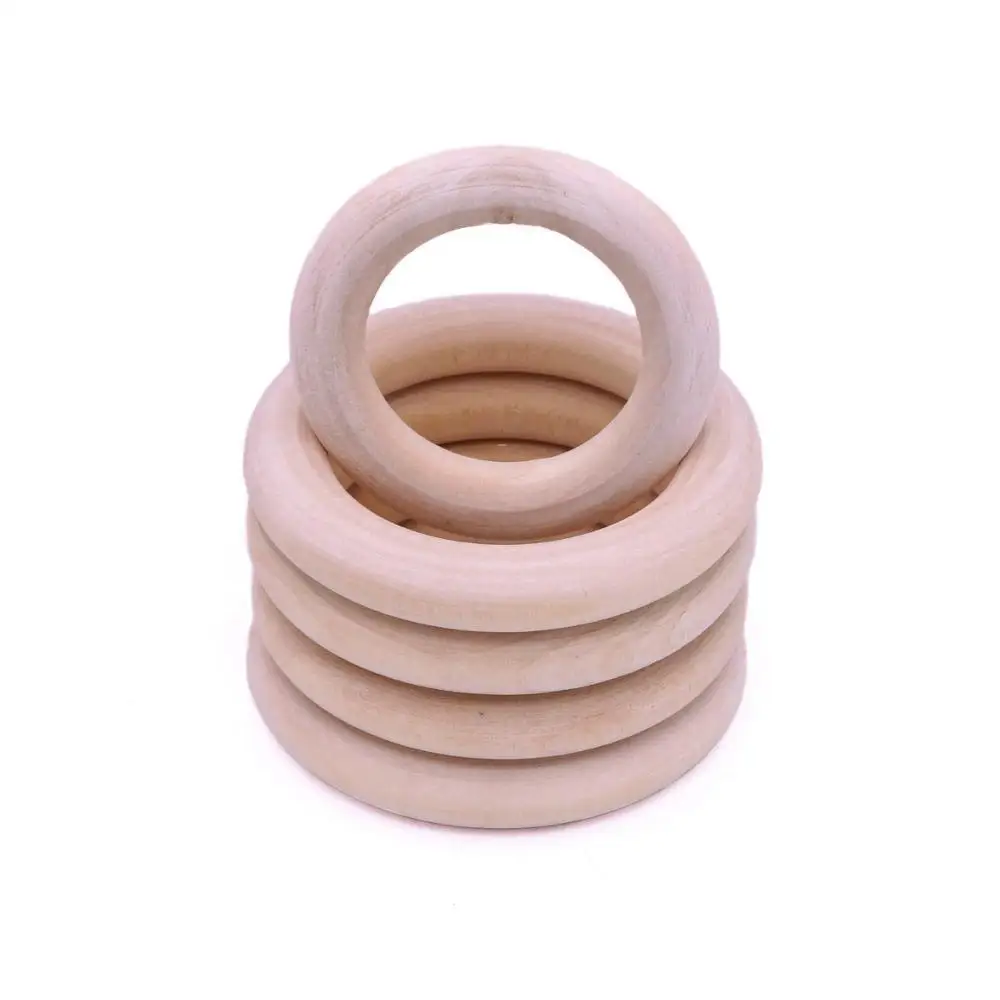 20pcs Wood Rings Natural Maple Wooden Teething For Baby Necklace Bracelets Play Gym DIY Crafts Baby Teether 40 /50/55 / 70mm