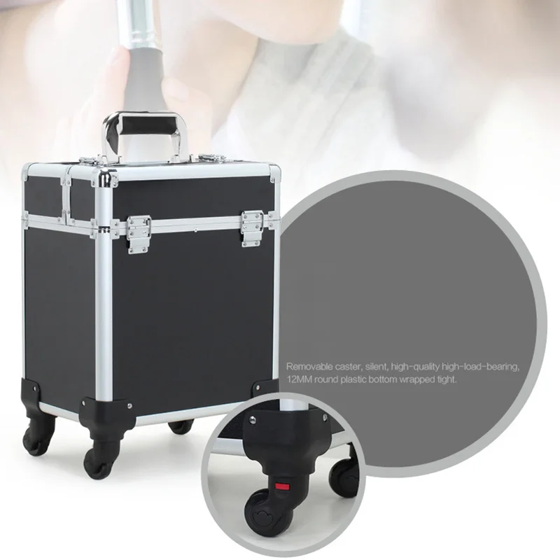 Professional Trolley Cosmetic Case, Portable Suitcase, Makeup Organizer with Wheels, Large Capacity Luggage Box, Nail Art Contai