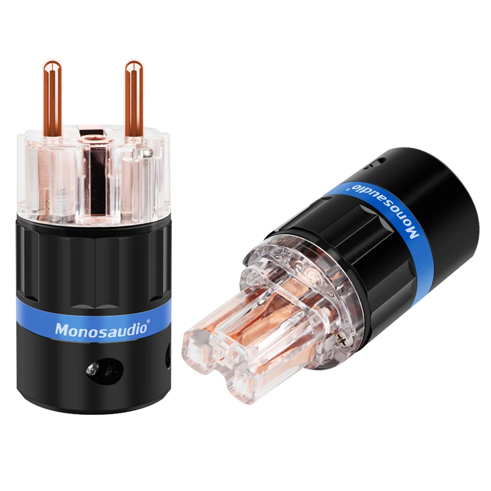 

Monosaudio E105/F105 Hifi Audio Schuko Plug 99.998% Pure Copper Shuko Power Connector Germnay European Power Cable connector