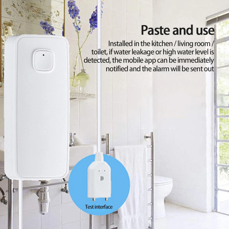 Tuya Smart Flood Leakage Sensor WiFi Water Overflow Level Detector Water Leak Sensor Remote Monitor Security Sound Alarm System