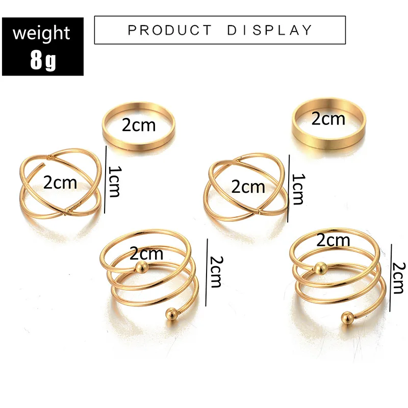 docona Trendy Round Circle Joint Midi Ring Sets for Women Bohemian Geometry Hollow Metal Finger Rings Jewelry Accessories 5562