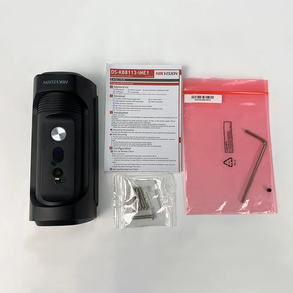 Hikvision Video Doorbell DS-KB8113-IME1(B) 2MP Residential IP Intercom POE Waterproof Outdoor Door Phone