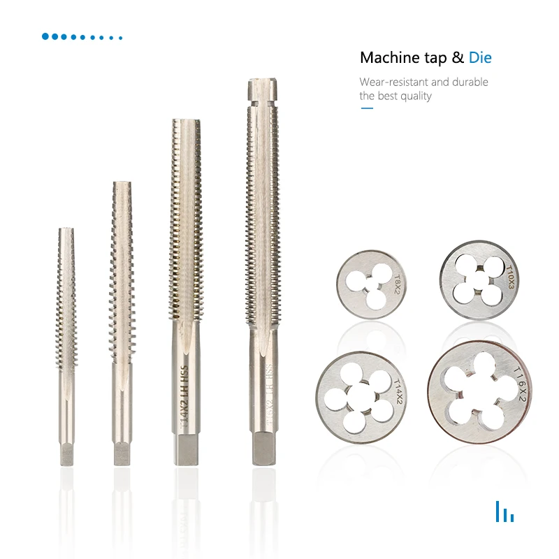 금속 가공용 메트릭 사다리꼴 탭 및 다이 세트, 왼손 나사 나사 탭 및 다이 세트, TR8-TR16 나사 탭 드릴 비트, 2 개