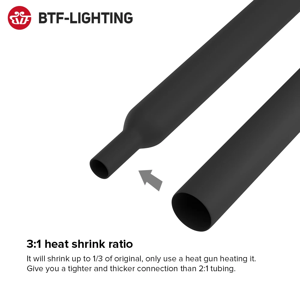 5 Meters Black White Heat Shrink Tubing Tube For 8mm 10mm 12mm 3528 3014 3535 5050 SMD LED Strip Lights WS2812B WS2811 WS2815