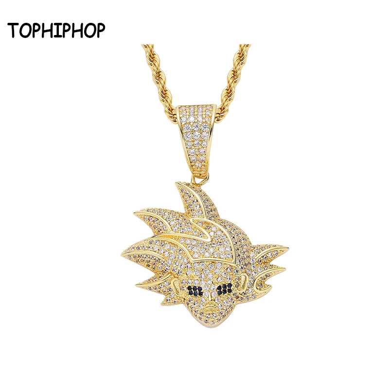 

TOPHIPHOP New Hip-Hop Cartoon Anime Character Pendant Gold Silver Trend Accessories Exquisite Gift
