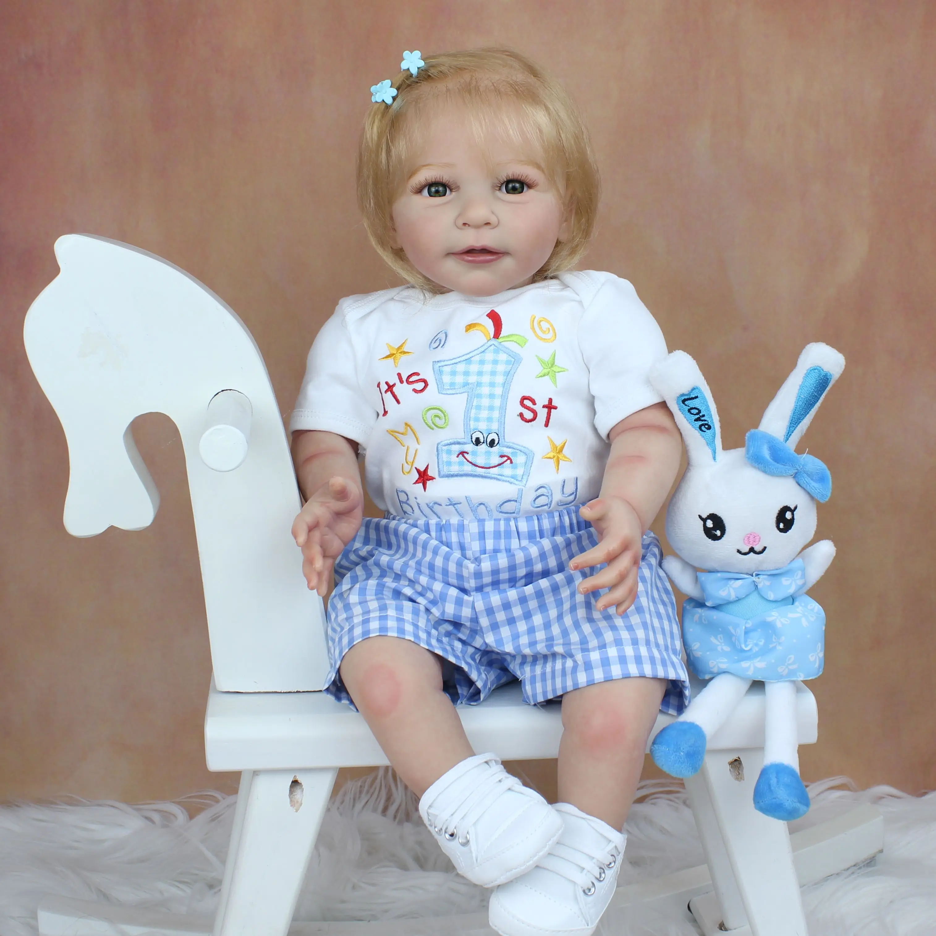 BZDOLL 3D-lackierte, weiche Silikon-Reborn-Babypuppe mit Blutgefäßen, 55,9 cm, lebensechte blonde Lisa-Prinzessin, Kleinkind-Mädchen