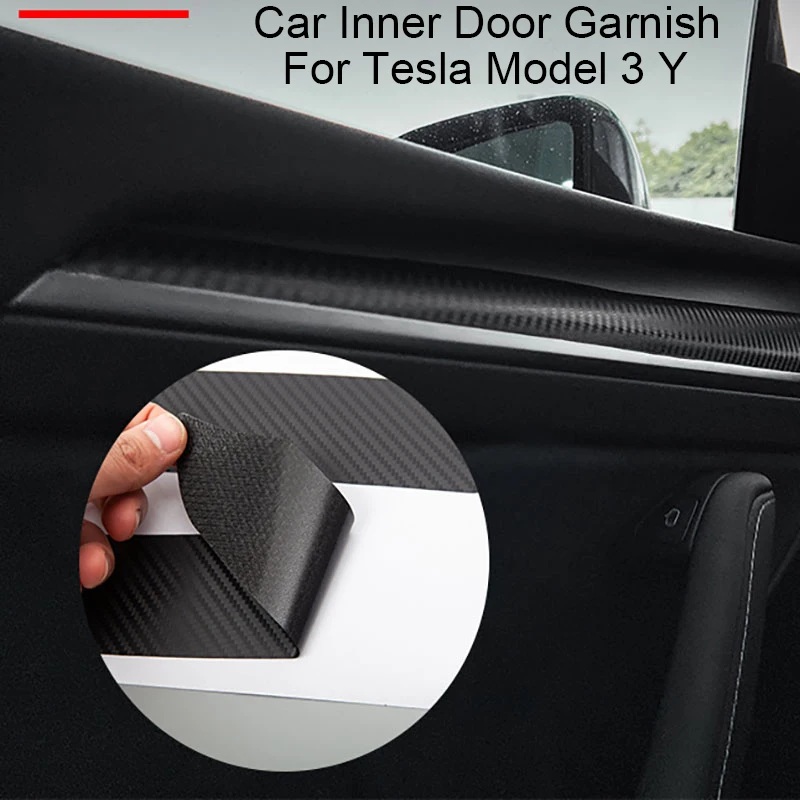 

Carbon Fiber Car Inner Door Garnish for Tesla Model 3 Model Y 21-22 Door Trim Decoration Decoration AccesseryTrim Decoration