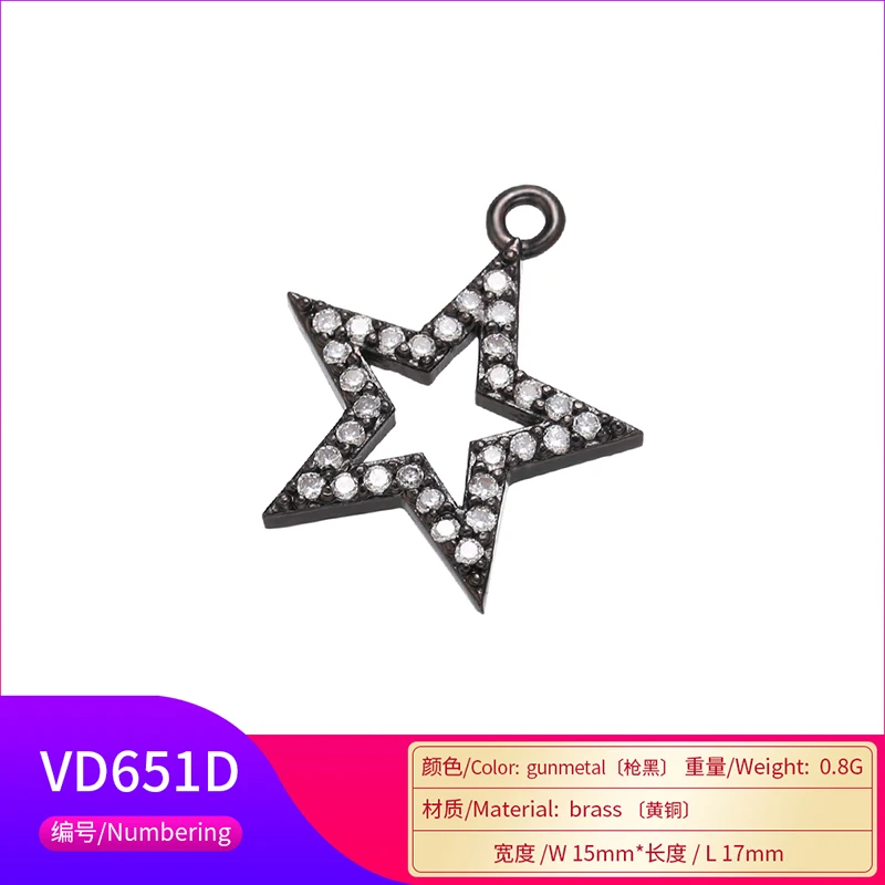 ZHUKOU big/mini crystal star necklace pendant for women DIY handmade necklace jewelry Accessories making findings model: VD651