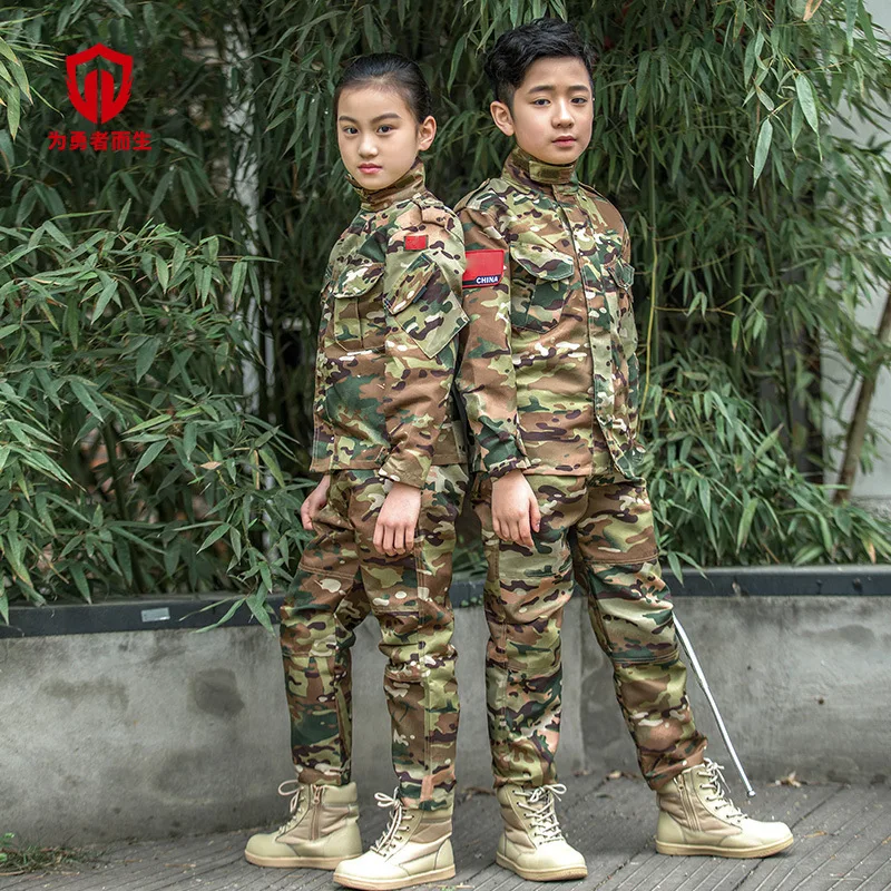 Uniforme d'entraînement militaire Dulsalomon pour enfants et adultes, haut et pantalon des forces spéciales, costume de saut en plein air, ensemble Jungle CamSolomon, enfants et hommes