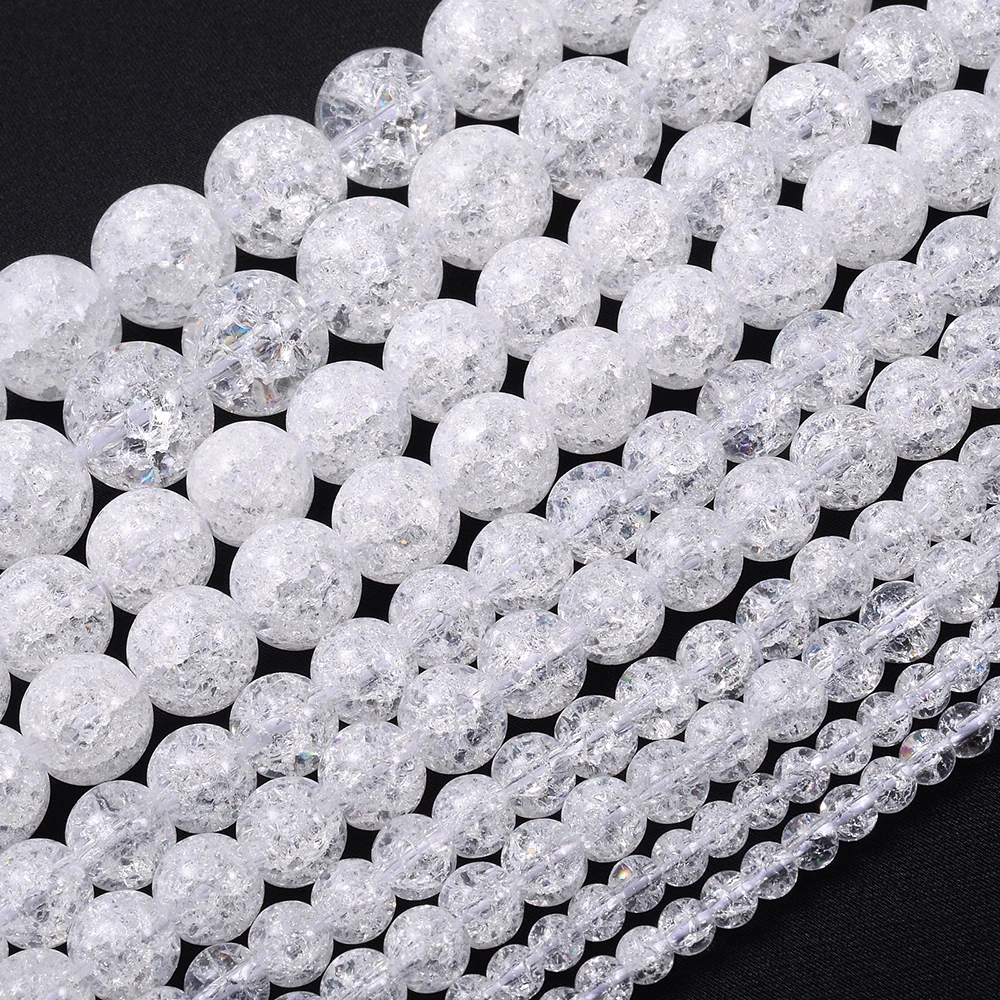 White Cracked Crystal Beads Natural Stone Beads for Jewelry Making DIY Bracelet Necklace Charms Accessories  4/6/8/10/12mm