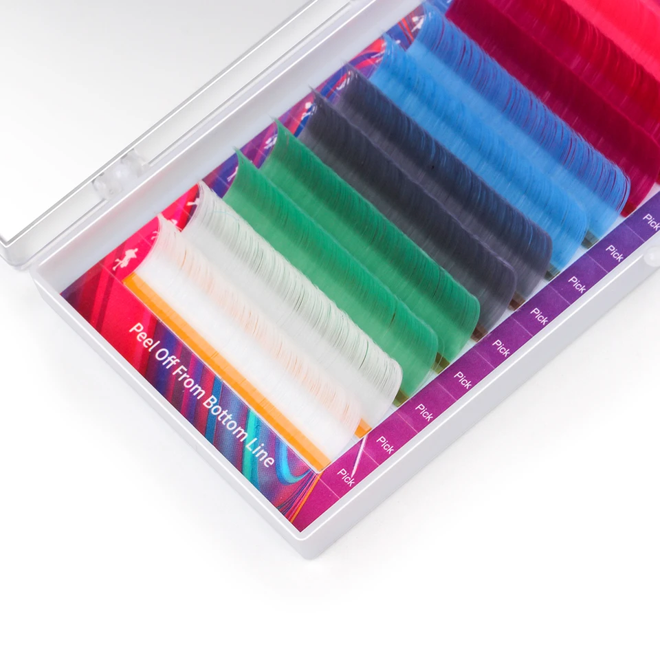 NEWCOME 12줄 멀티 컬러 이지 팬 래쉬 핑크/로즈/블루/그레이/그린/화이트 색상 자동 블루밍 속눈썹 연장 메이크업 도구