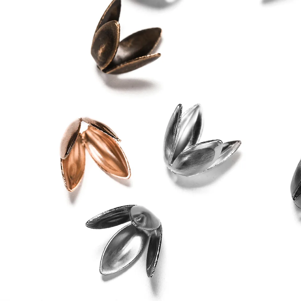 100 teile/los Groß Metall Gold Überzogene Blume Lose Sparer Auseinander Ende Bead Caps Für Schmuck Herstellung Armband Erkenntnisse Liefert