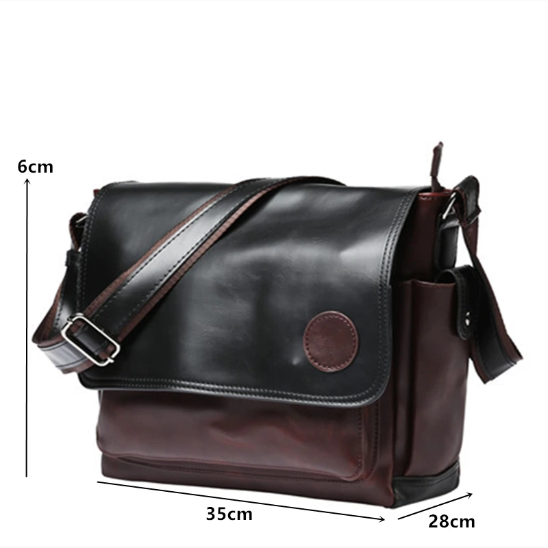 Fashion Luxury Crossbody Bag Men Crazy Horse Leather Shoulder Bag Men Messenger Bag High Capacity Travel Crossbody Bags Male