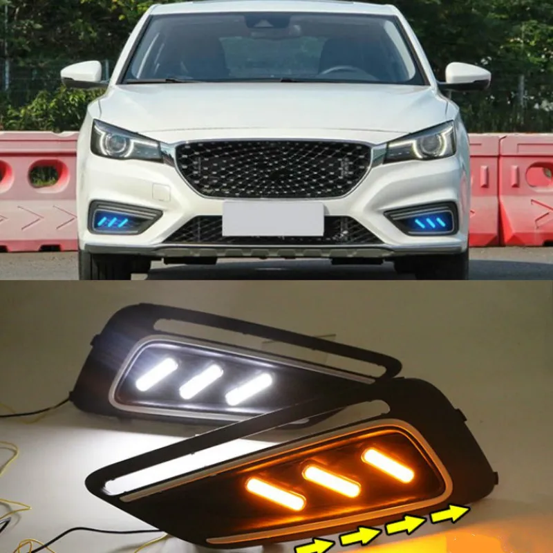 1 Pair Car LED Daytime Running Lights White Yellow Blue Running Turn signal DRL for MG6 MG 6 2017 2018 2019 2020 Fog Lamp Covers