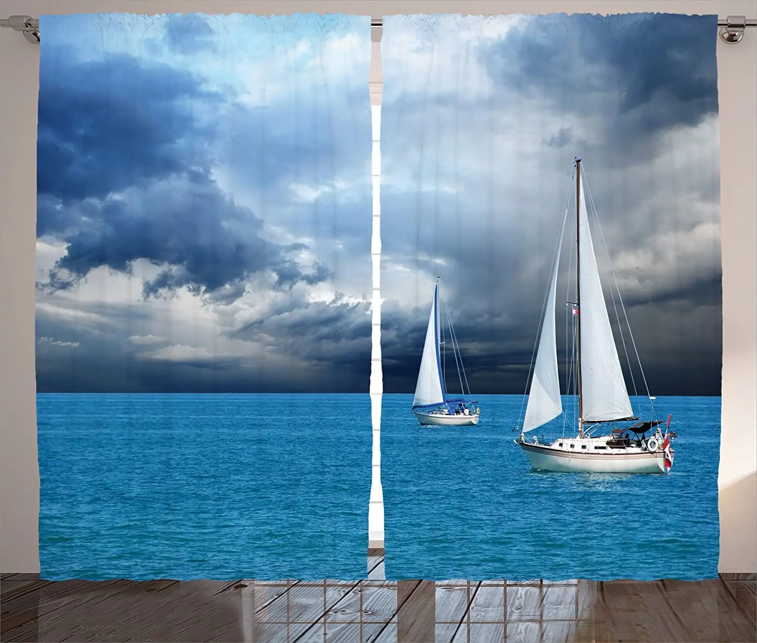 Sailboat Curtains Sailing After a Storm Transportation Colorful Outdoors Hobby Cloudscape Living Room Bedroom Window Drapes