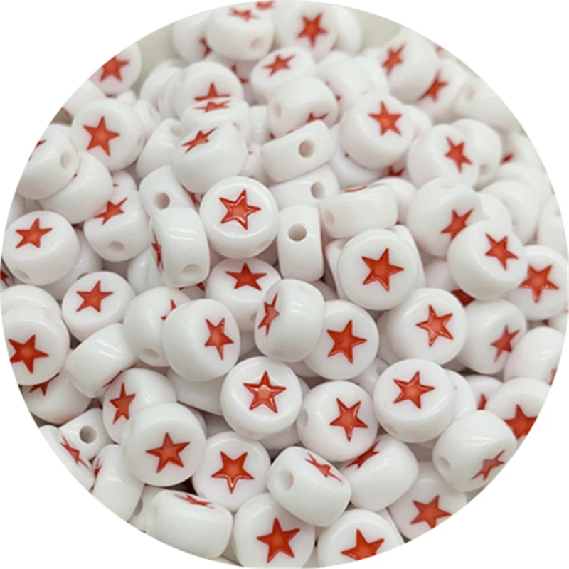 100pcs/Lot 7mm Stars Beads Oval Shape Acrylic Spacer Beads For Jewelry Making DIY Charms Bracelet Necklace Accessories