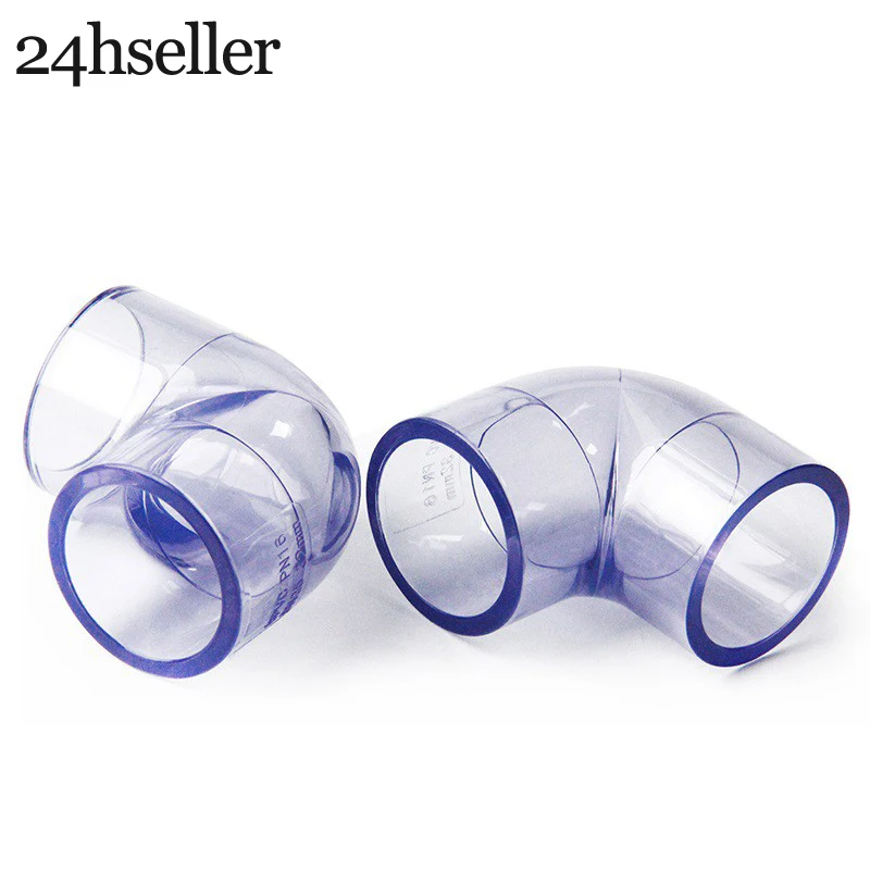 1pcs 20mm-40mm Inner Diameter PVC Elbow Transparent for Aquarium Clear PVC Fitting Pipe Connector