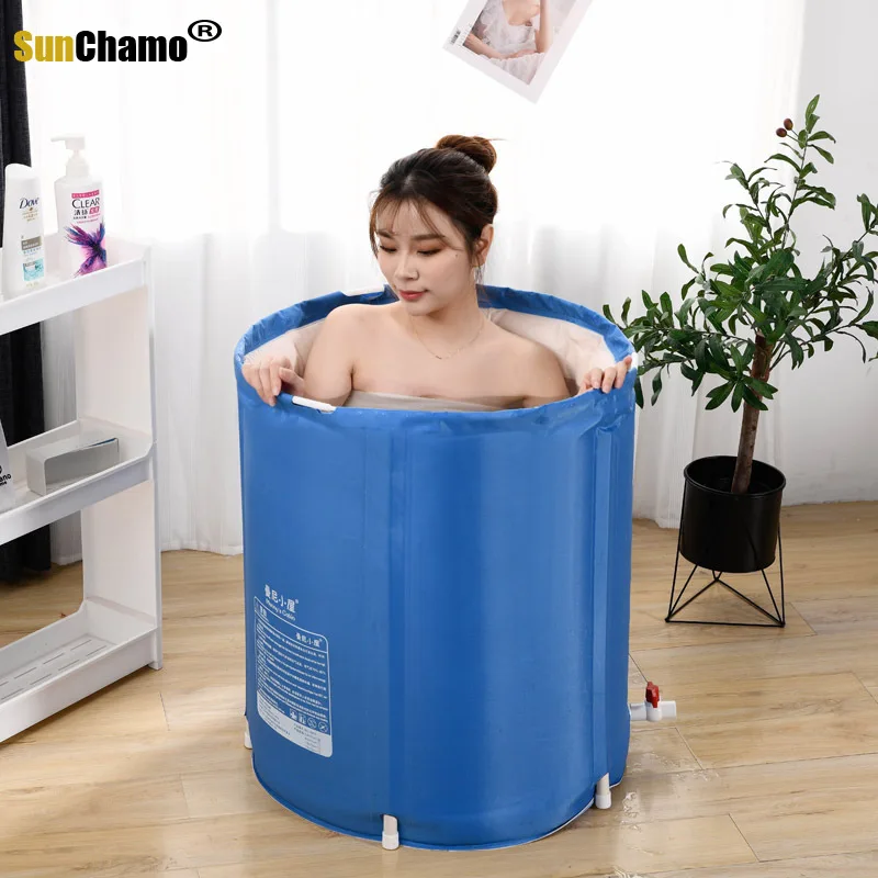 Portable Foldable Bathtub Adult Three-layer Quilted Bath Barrel Massage Pool Thickening Adult Inflatable Bathtub Bath Barrel