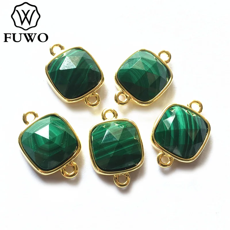 FUWO Tiny Square Charms 12 มม.ธรรมชาติ Malachite Labradorite พลอยอเมทิสสีชมพูควอตซ์ Sunstone สำหรับเครื่องประดับทำ PD302