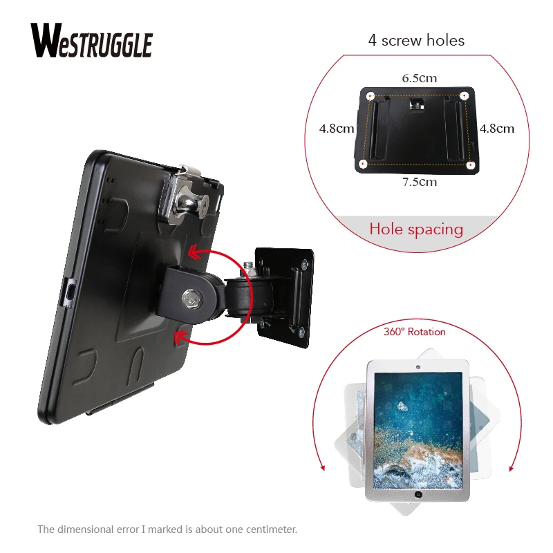 Imagem -03 - Suporte de Montagem na Parede para Ipad 9.7-polegada 23456 General ar & Pro8.3 Min Anti Roubo de Bloqueio de Segurança Girar Multi Ângulo no