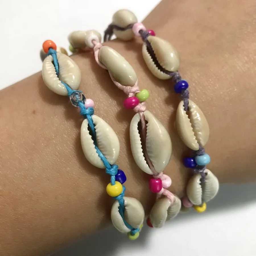 Wholesale 75pcs Conch Cowrie Sea Shell Friendship Bracelet Festival Beach Surfer