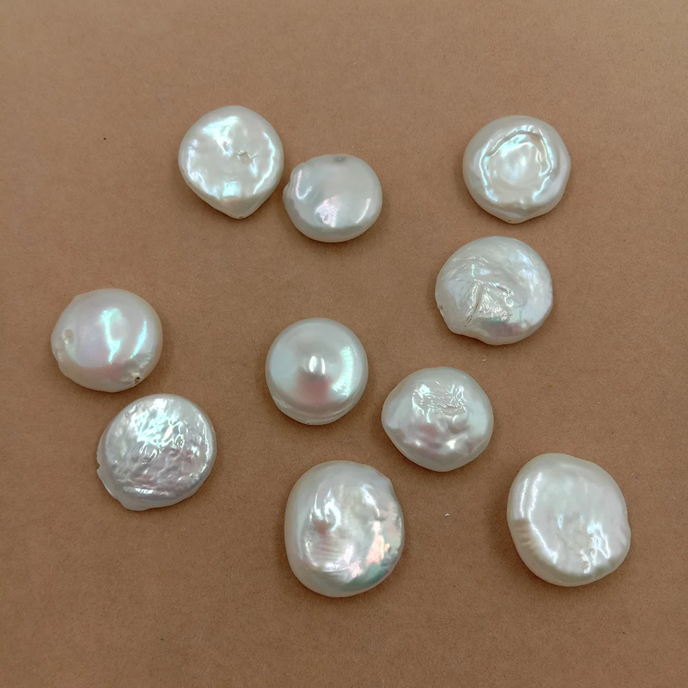 2 pcs/lot pearl beads,coin PEARL,100% nature freshwater pearl with big baroque shape-about 19-21 mm,full hole drilled