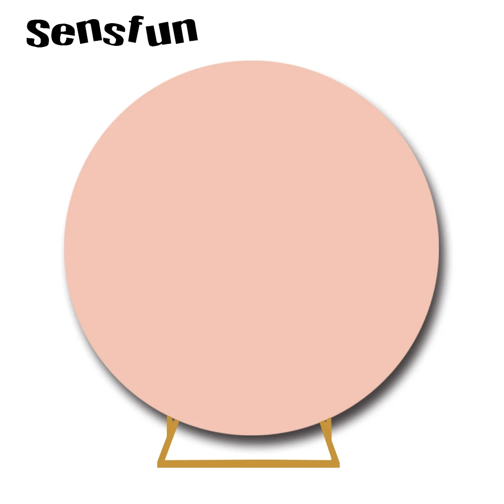 Sensfun Pure Light Pink Baby Shower Round Circle Backdrop For Photography Girs Newborn 1st Birthday Party Backgrounds Photocall