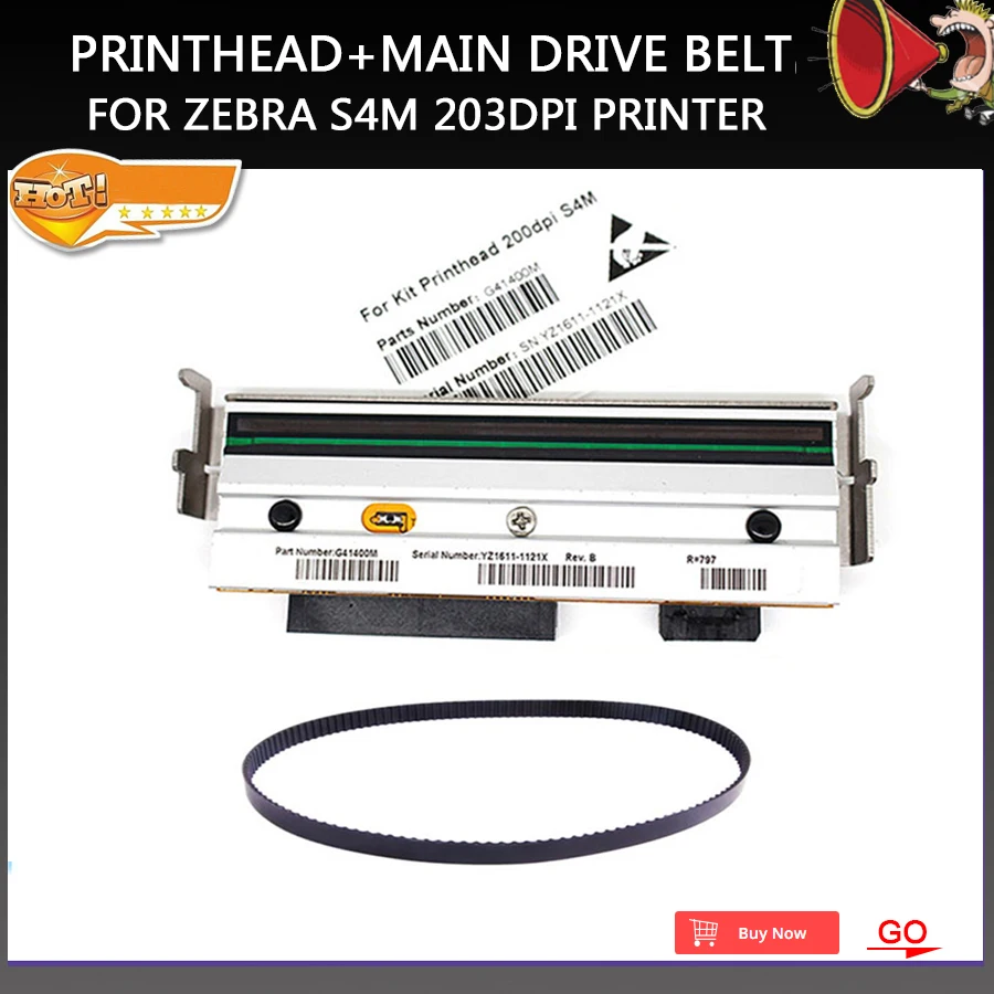 

New Printhead G41400 & Main Drive Belt 20006 For Zebra S4M 203dpi Barcode Label Printer,Warranty 90days